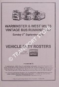 Book cover of Running Day, Sunday 9th September 2001 - Programme & Timetable & Vehicle Duty Rosters by Warminster & West Wilts Vintage Bus